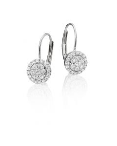 Solar Diamond Cluster Earrings 0.33ct Drop Earrings 9K White Gold