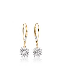 Blossom Diamond Cluster Earrings 0.33ct Drop Earrings 9K Yellow Gold