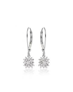 Blossom Diamond Cluster Earrings 0.33ct Drop Earrings 9K White Gold