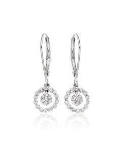 Orbit Diamond Cluster Earrings 0.40ct Drop Earrings 9K White Gold