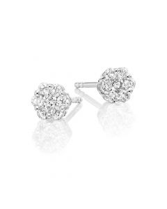 Flower Diamond Cluster Earrings 0.33ct Studs 9K White Gold