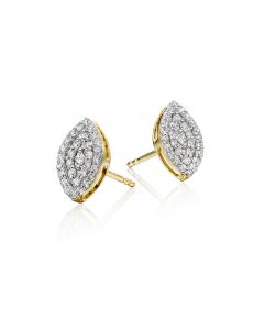Marquise Shape 0.35ct Cluster Diamond Studs In 9K Yellow Gold