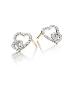 Diamond Heart Earrings 0.25ct Interlocking Heart 9K Yellow Gold