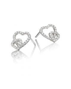 Diamond Heart Earrings 0.25ct Interlocking Heart 9K White Gold
