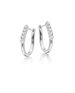 Diamond Hoop Earrings 0.25ct Quinate Diamond Hoops 9K White Gold