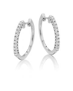 Diamond Hoop Earrings 0.25ct Claw Set Diamond Hoops 9K White Gold