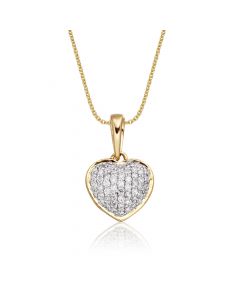 Disco Diamond Heart Pendant 0.25ct Diamond 9K Yellow Gold