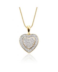 Fire Diamond Heart Pendant 0.25ct Diamond 9K Yellow Gold
