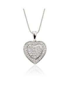 Fire Diamond Heart Pendant 0.25ct Diamond 9K White Gold