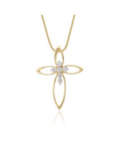Diamond Cross Pendant 0.08ct In 9K Yellow Gold