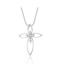 Diamond Cross Pendant 0.08ct In 9K White Gold