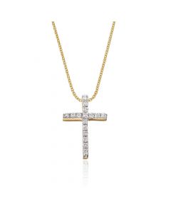 Diamond Cross Pendant 0.10ct In 9K Yellow Gold
