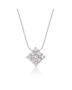 Square 0.30ct Cluster Diamond Pendant In 9K White Gold