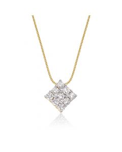 Square 0.30ct Cluster Diamond Pendant In 9K Yellow Gold