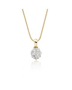 Flower Shape 0.20ct Cluster Diamond Pendant In 9K Yellow Gold