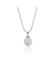 Flower Shape 0.20ct Cluster Diamond Pendant In 9K White Gold