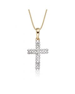 Diamond Cross Pendant 0.17ct In 9K Yellow Gold