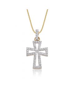 Diamond Cross Pendant 0.15ct In 9K Yellow Gold