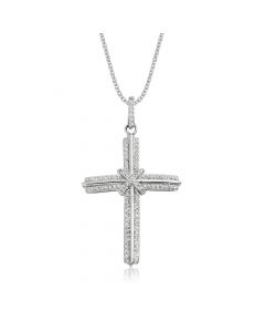 Elevation Diamond Cross Pendant 0.30ct In 9K White Gold