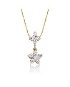 Flower Drop 0.30ct Diamond Pendant In 9K Yellow Gold