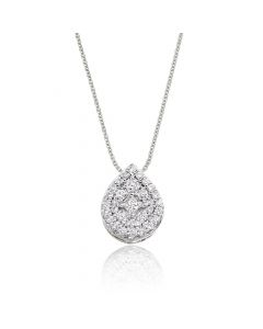Pear Shape 0.25ct Cluster Diamond Pendant In 9K White Gold