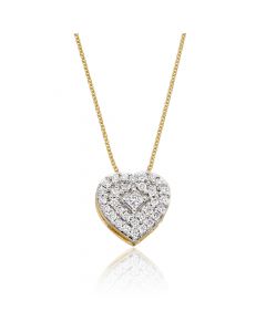Pave Diamond Heart Pendant 0.25ct Diamond 9K Yellow Gold