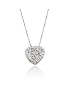 Pave Diamond Heart Pendant 0.25ct Diamond 9K White Gold