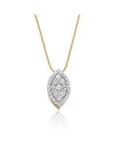 Marquise Shape 0.30ct Cluster Diamond Pendant In 9K Yellow Gold