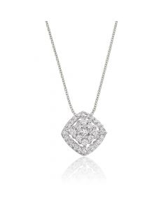 Cushion Shape 0.25ct Cluster Diamond Pendant In 9K White Gold