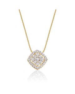 Cushion Shape 0.25ct Cluster Diamond Pendant In 9K Yellow Gold
