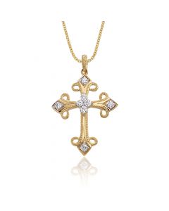 Diamond Cross Pendant 0.25ct In 9K Yellow Gold