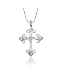 Diamond Cross Pendant 0.25ct In 9K White Gold