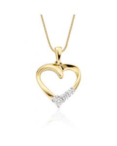 Trilogy Diamond Heart Pendant 0.15ct Diamond 9K Yellow Gold