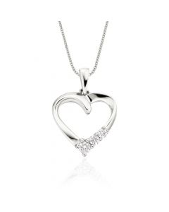 Trilogy Diamond Heart Pendant 0.15ct Diamond 9K White Gold