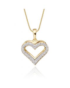 Classic Diamond Heart Pendant 0.25ct Diamond 9K Yellow Gold