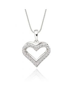 Classic Diamond Heart Pendant 0.25ct Diamond 9K White Gold