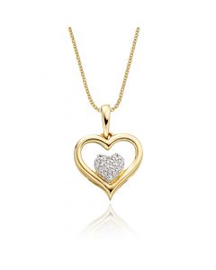Pure Diamond Heart Pendant 0.05ct Diamond 9K Yellow Gold