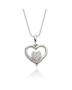 Pure Diamond Heart Pendant 0.05ct Diamond 9K White Gold