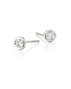Solitaire 0.30ct Bezel Set Round Diamond Studs In 18K White Gold