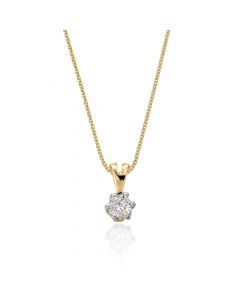 Solitaire 0.20ct 6 Claw Round Diamond Twirl Pendant In 9K Yellow Gold