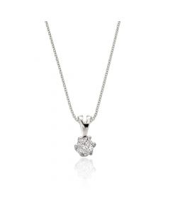 Solitaire 0.20ct 6 Claw Round Diamond Twirl Pendant In 9K White Gold