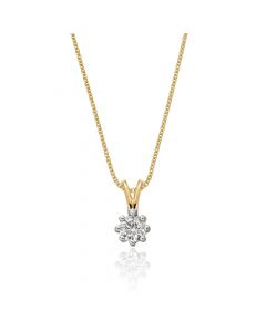 Solitaire 0.20ct 8 Claw Round Diamond Pendant In 9K Yellow Gold