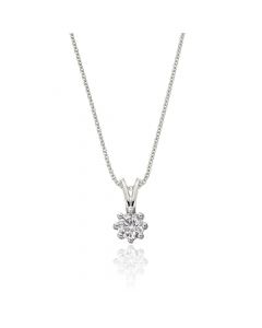 Solitaire 0.20ct 8 Claw Round Diamond Pendant In 9K White Gold