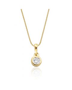 Solitaire 0.20ct Bezel Set Round Diamond Pendant In 9K Yellow Gold