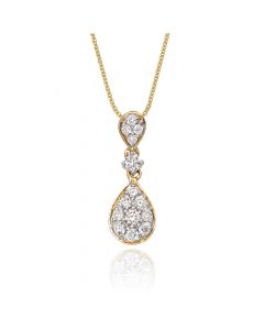 Rain Drop 0.30ct Diamond Pendant In 9K Yellow Gold