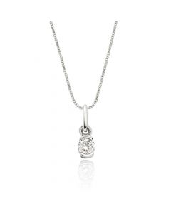 Solitaire 0.20ct Bar Set Round Diamond Pendant In 9K White Gold