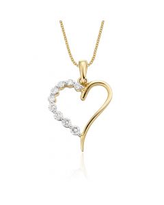 Love Diamond Heart Pendant 0.20ct Diamond 9K Yellow Gold