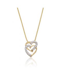 Interlocking Diamond Heart Pendant 0.07ct Diamond 9K Yellow Gold