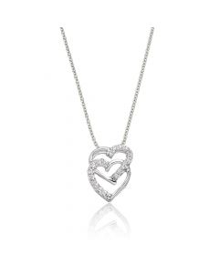 Interlocking Diamond Heart Pendant 0.07ct Diamond 9K White Gold