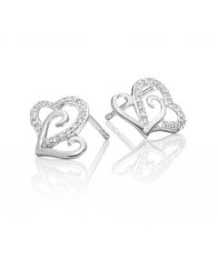 Diamond Heart Earrings 0.15ct Interlocking Heart 18K White Gold